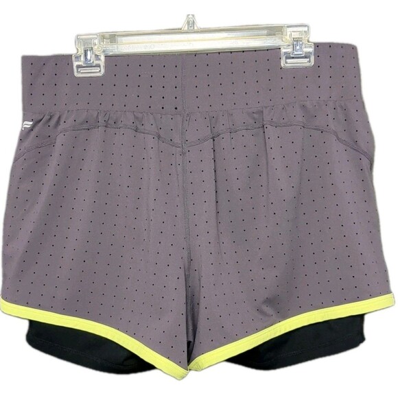Fabletics Olesia Perforated Compression Running Shorts Gray/Lime Women's Size XL - Picture 4 of 7